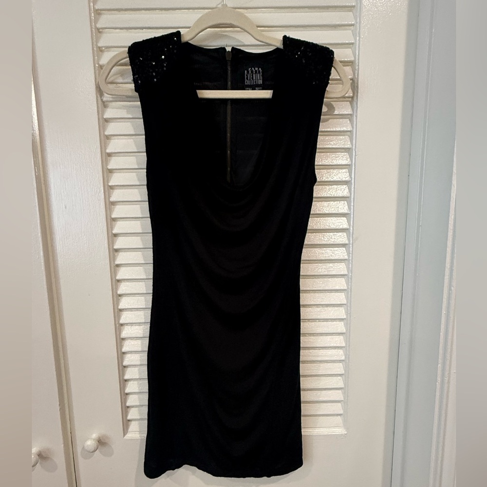 Zara Black Mini Dress with Sequin Shoulders